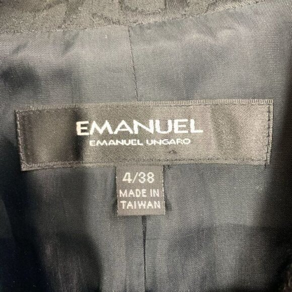 Emanuel Ungaro 1990's Floral Jacquard Evening Blazer - Black Unisex, Size 4/38 - Picture 2 of 8